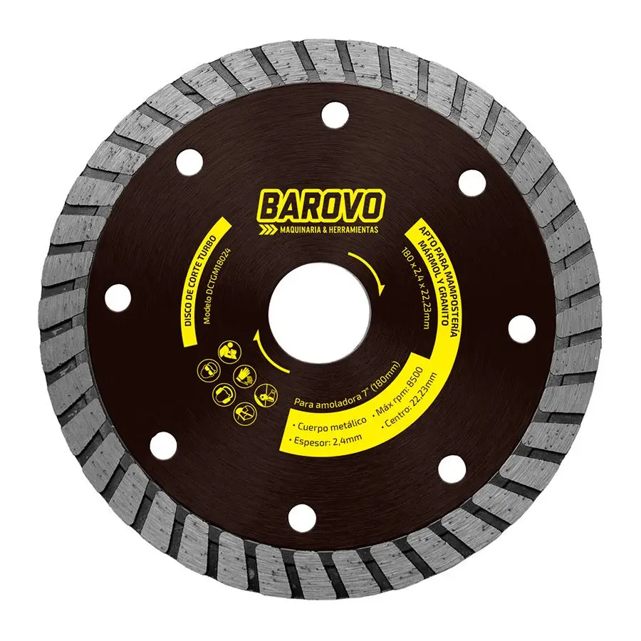 Disco de Corte Turbo para Granito y Mármol 180 mm BAROVO DCTGM18024